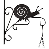 Relaxdays- negro macetas caracol- gancho de pared para cestos- decoración de jardín- metal- 30 x 28 x 2 cm